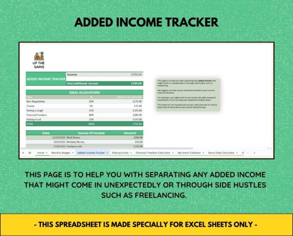 added income tracker