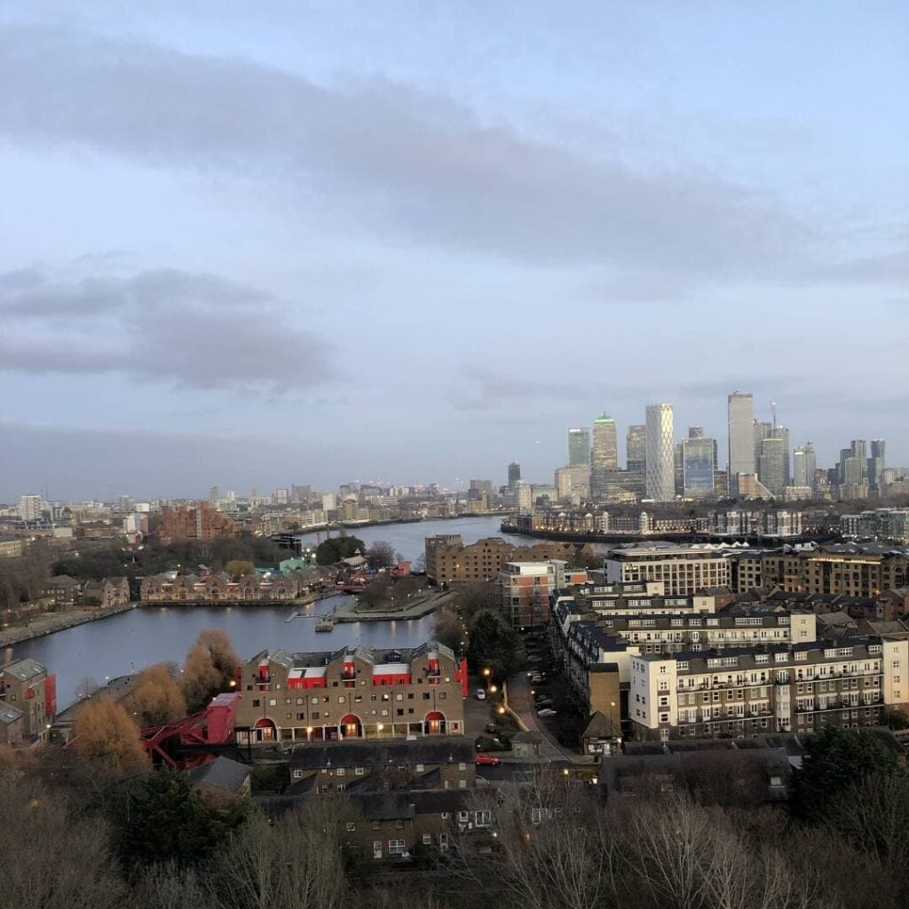 view of canary wharf