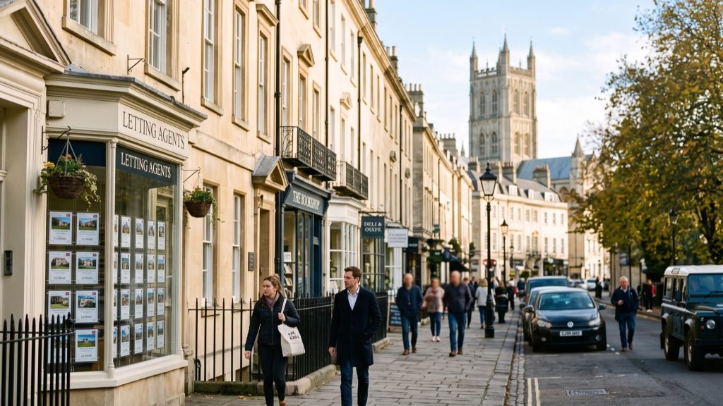 Georgian townhouses on an affluent English city street